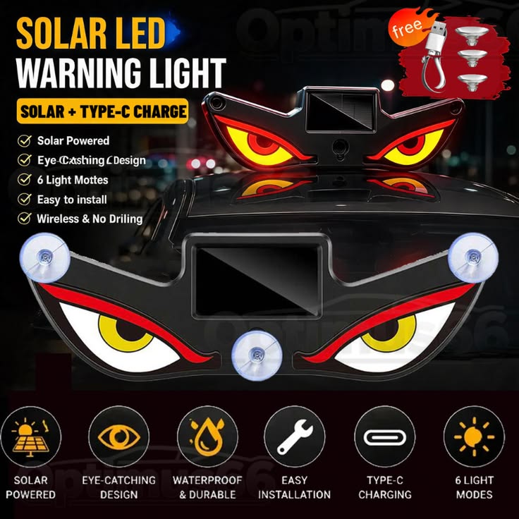 Solar LED Evil Eye Car Warning Light