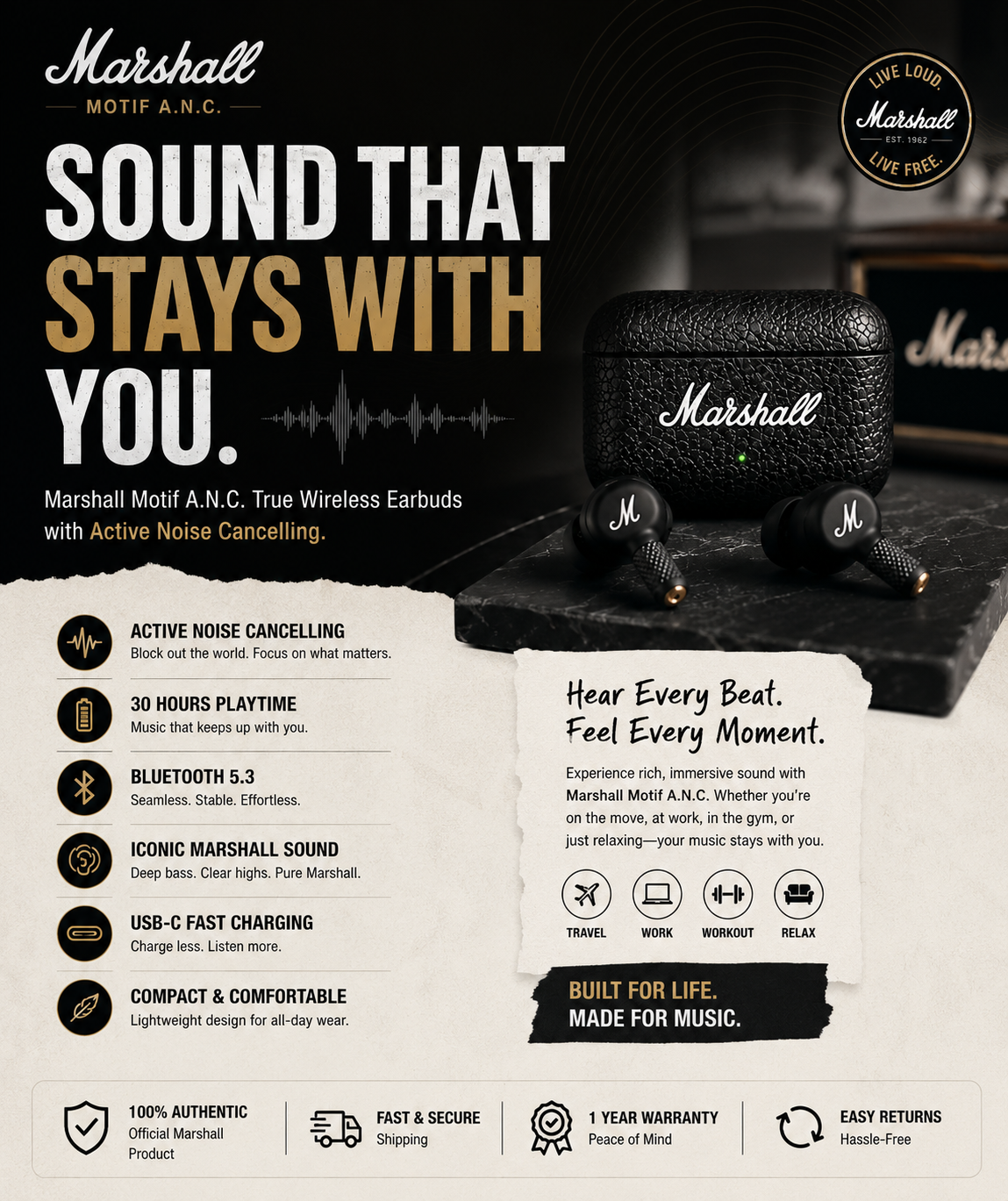 Marshall Motif Wireless Earbuds – Upgrade Your Everyday Listening Experience